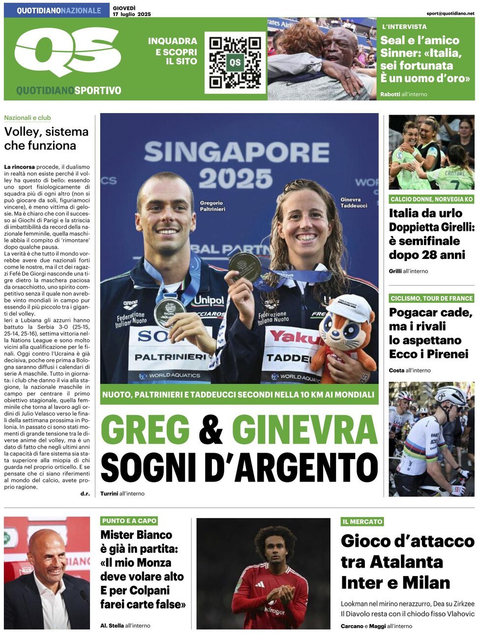 anteprima della prima pagina di QS Quotidiano Sportivo