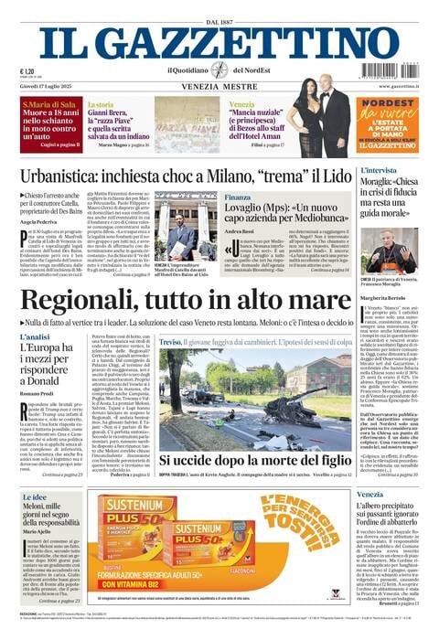 anteprima della prima pagina di Il Gazzettino