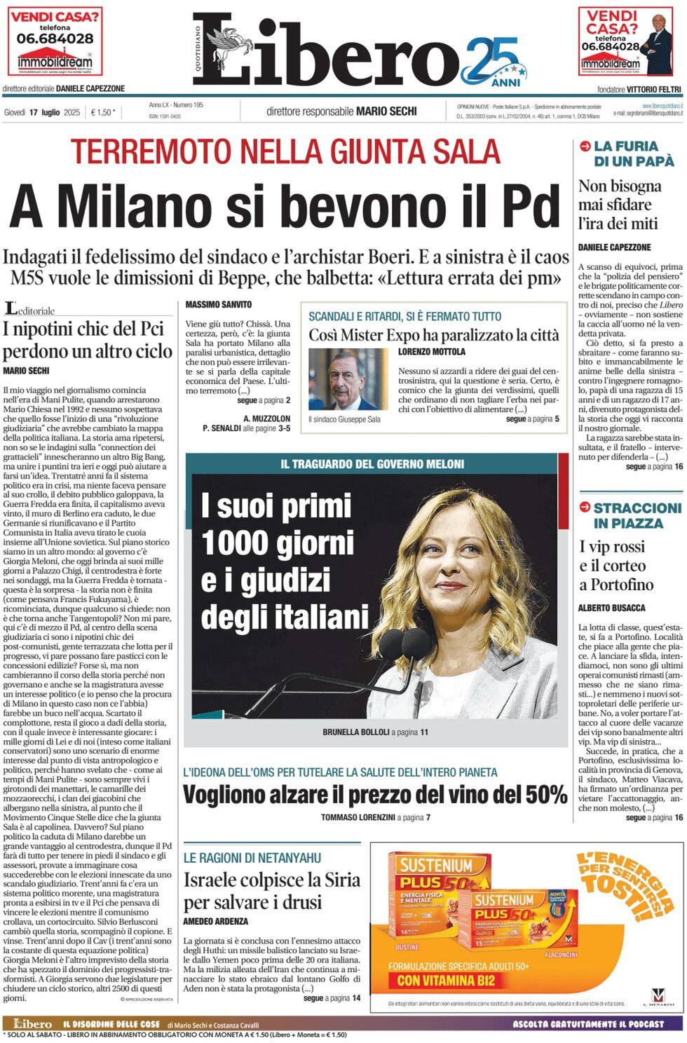 anteprima della prima pagina di Libero Quotidiano