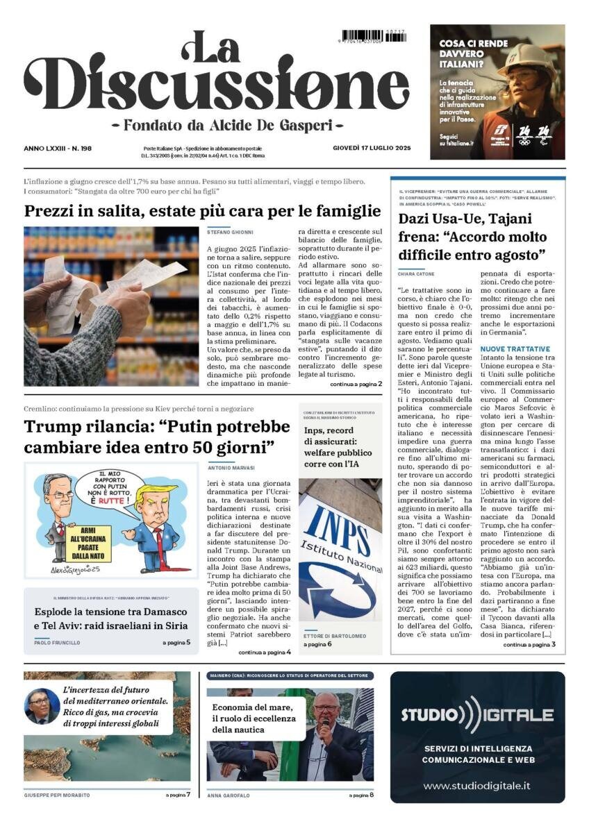anteprima della prima pagina di La Discussione