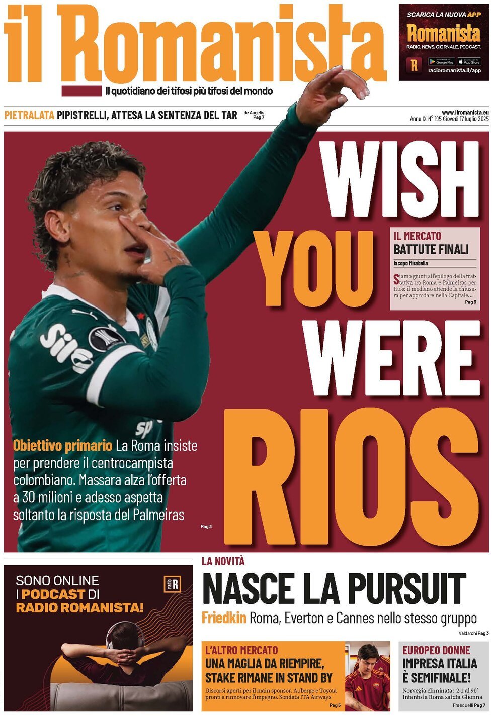 anteprima della prima pagina di Il Romanista
