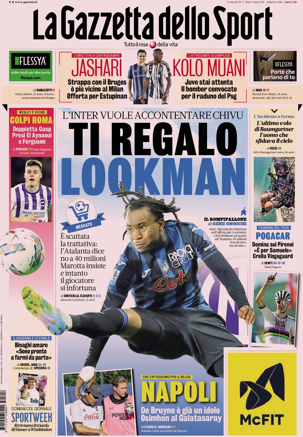 anteprima della prima pagina di La Gazzetta dello Sport