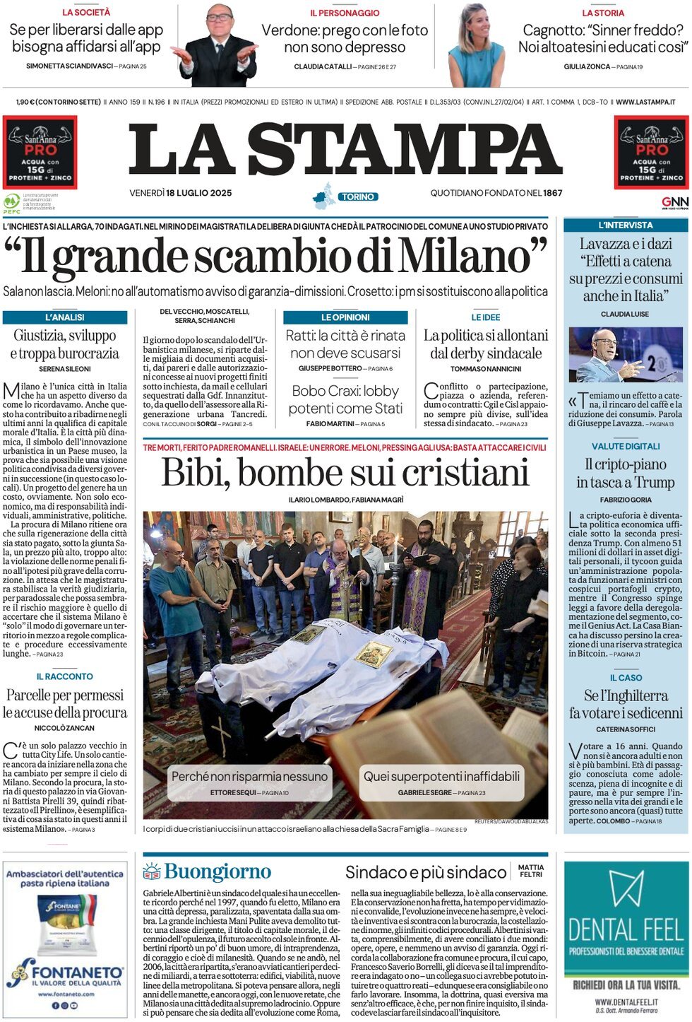 anteprima della prima pagina di La Stampa