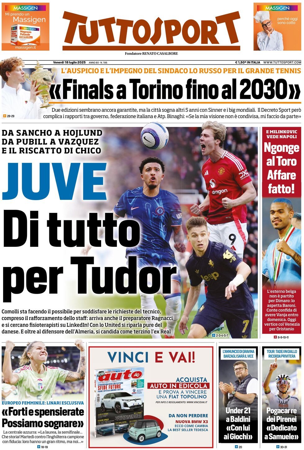 anteprima della prima pagina di Tuttosport