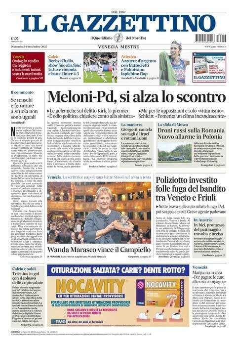anteprima della prima pagina di Il Gazzettino