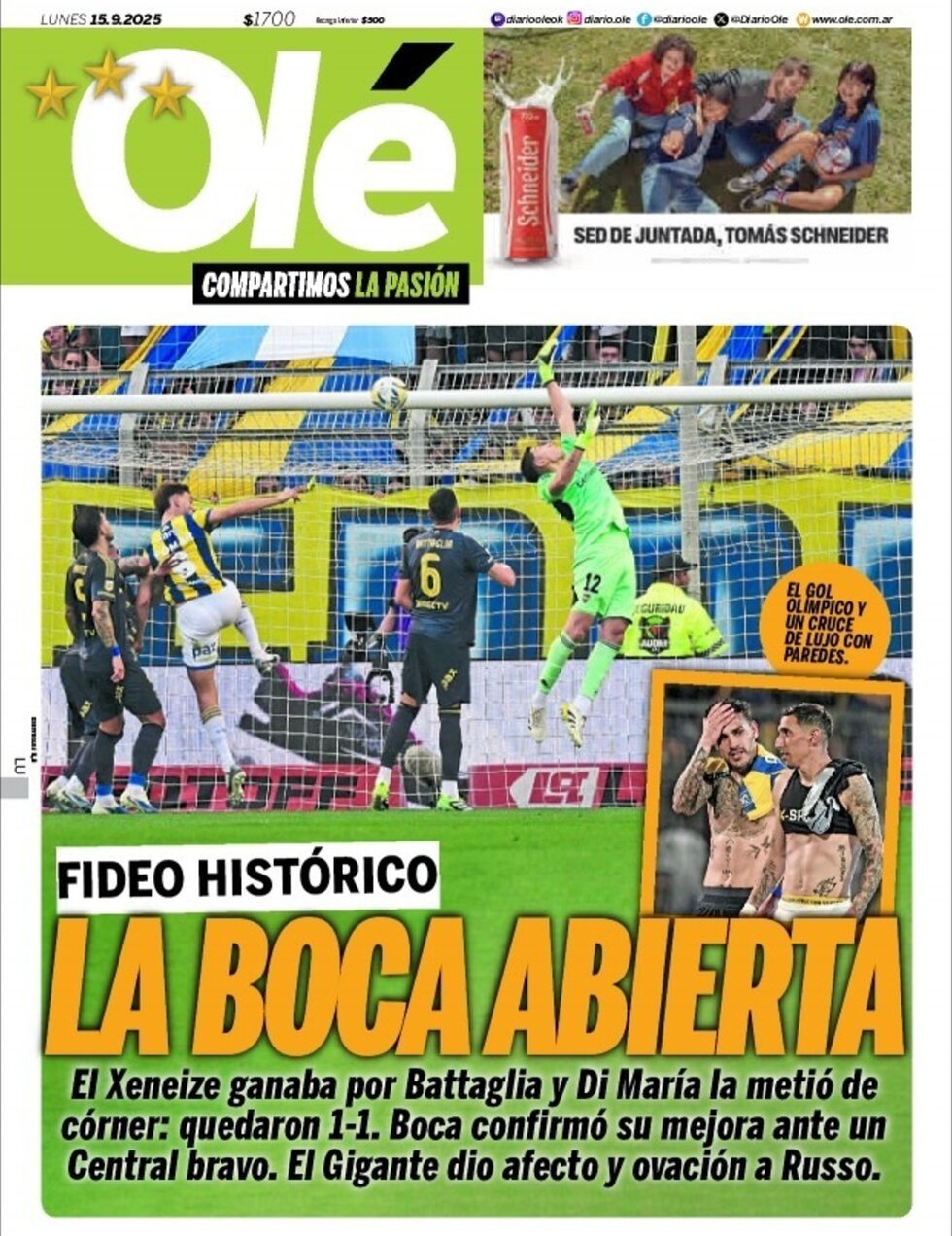 anteprima della prima pagina di Olé