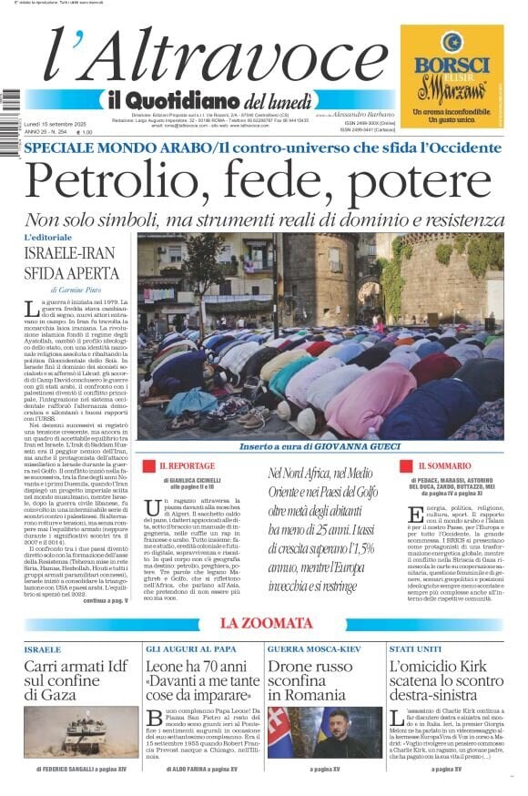 anteprima della prima pagina di Il Quotidiano del Sud L'Altravoce