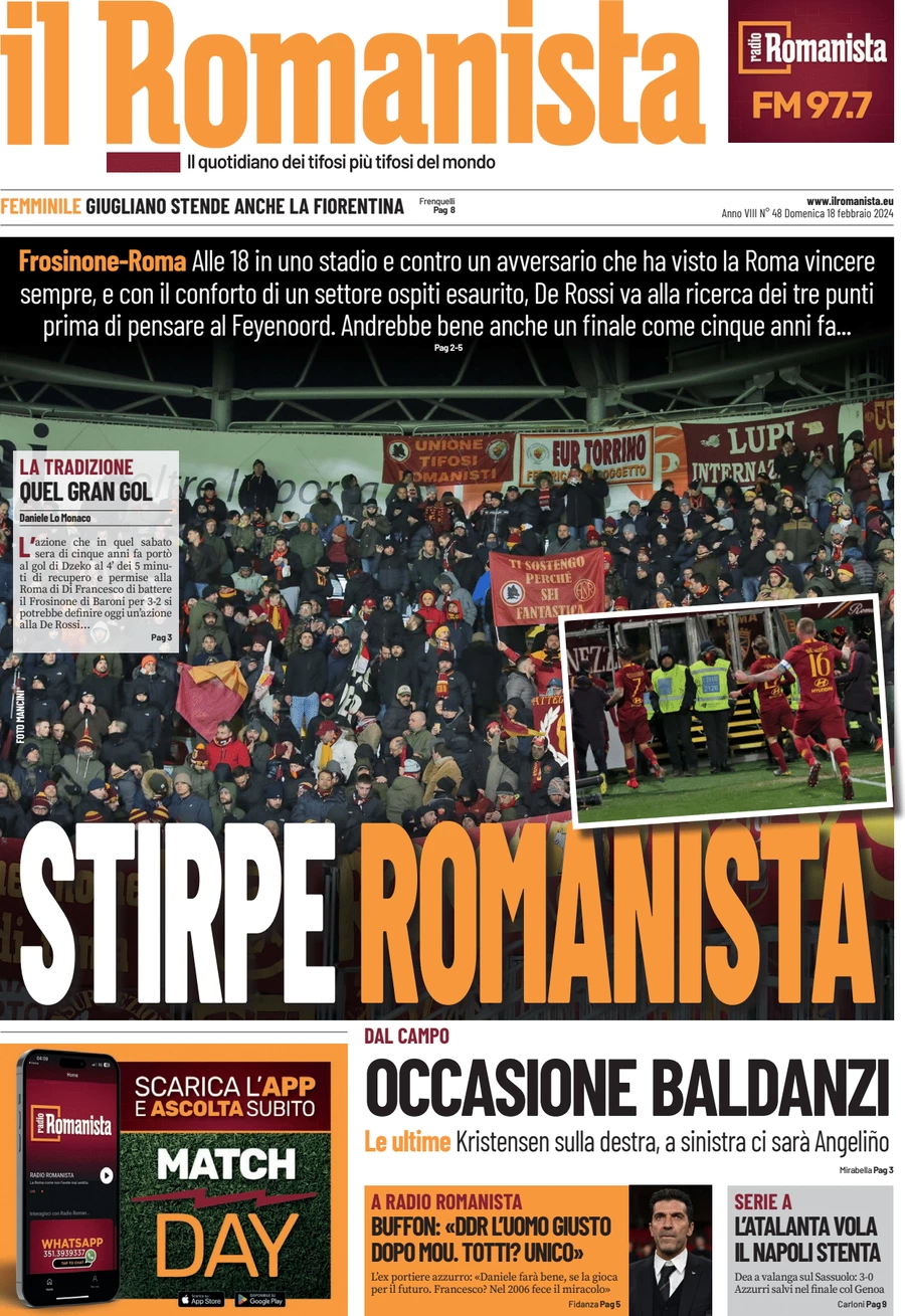 anteprima della prima pagina di il-romanista del 18/02/2024