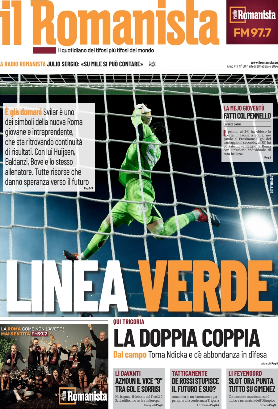 anteprima della prima pagina di il-romanista del 19/02/2024