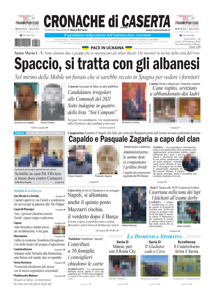 anteprima della prima pagina di cronache-di-caserta del 19/02/2024