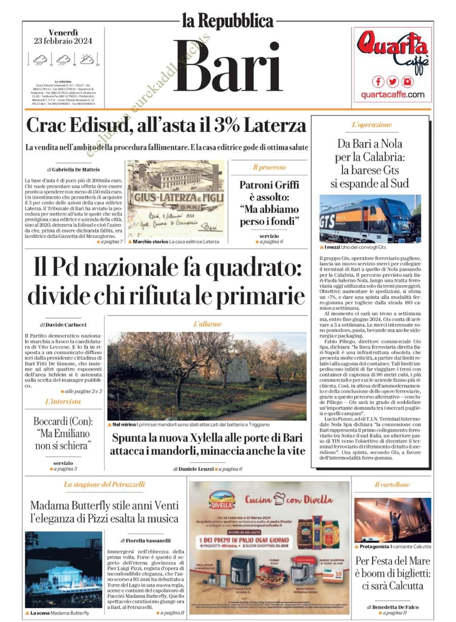 anteprima della prima pagina di il-venerd-di-repubblica del 23/02/2024