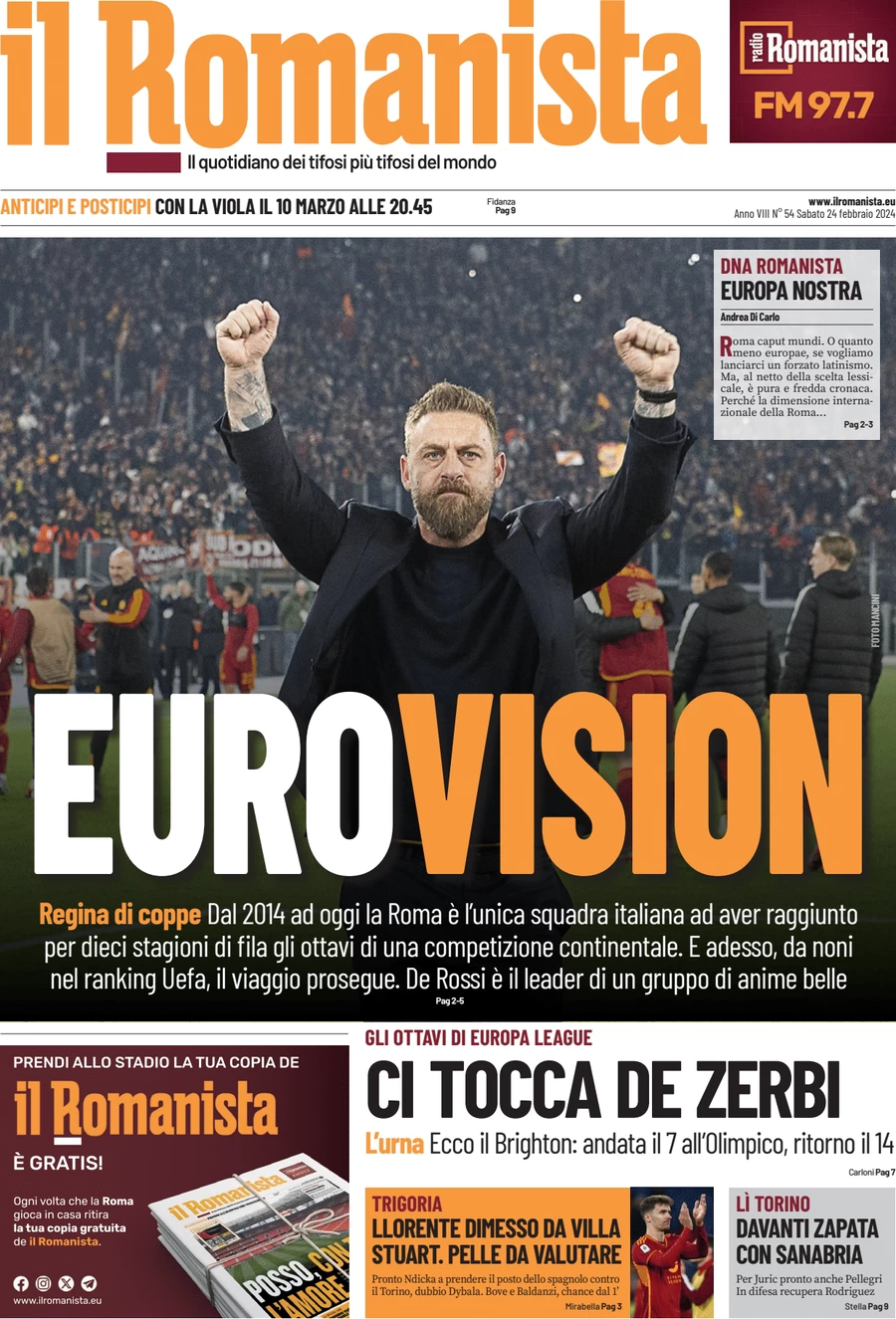 anteprima della prima pagina di il-romanista del 24/02/2024