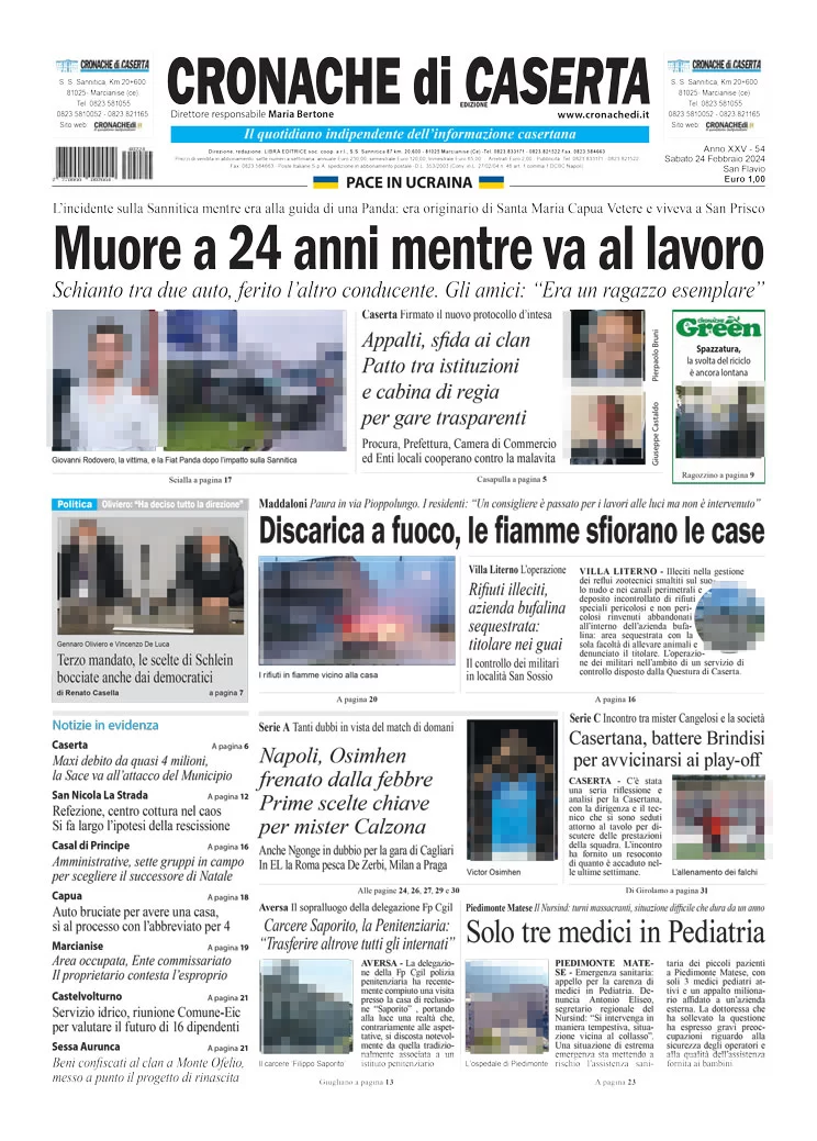 anteprima della prima pagina di cronache-di-caserta del 24/02/2024
