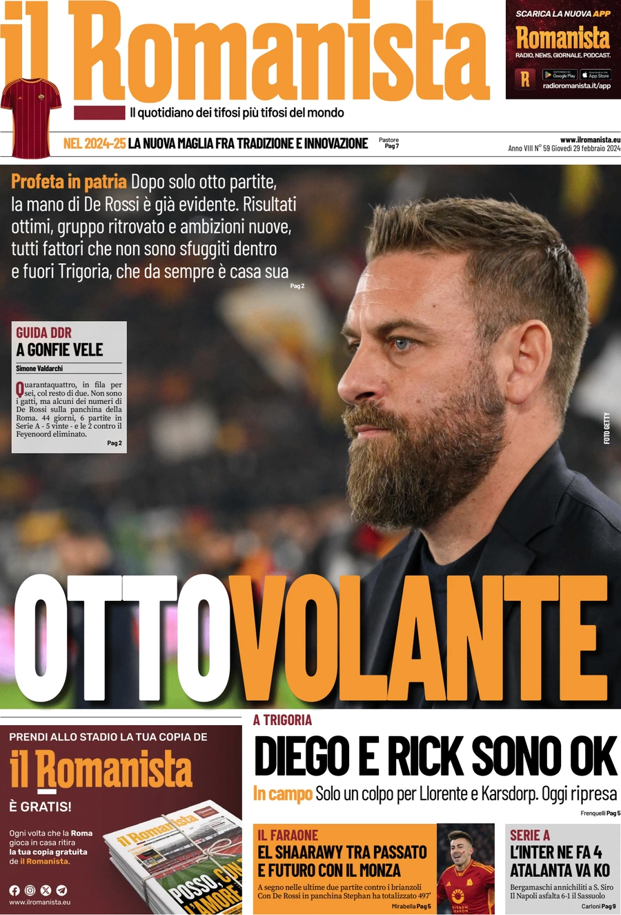 anteprima della prima pagina di il-romanista del 28/02/2024