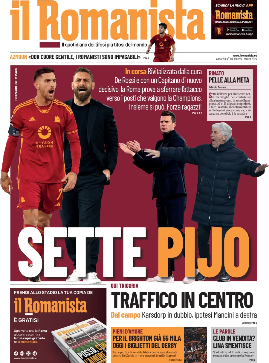 anteprima della prima pagina di il-romanista del 29/02/2024