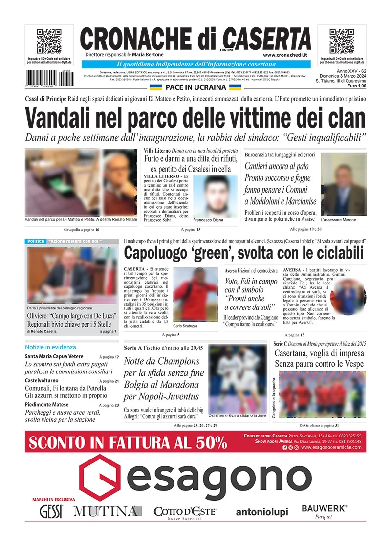 anteprima della prima pagina di cronache-di-caserta del 03/03/2024