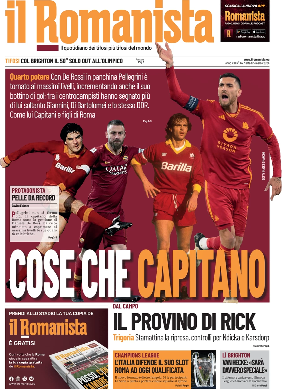 anteprima della prima pagina di il-romanista del 04/03/2024