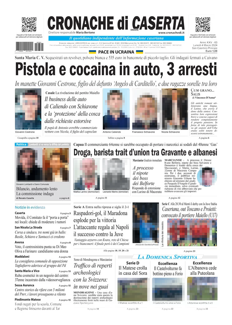 anteprima della prima pagina di cronache-di-caserta del 04/03/2024