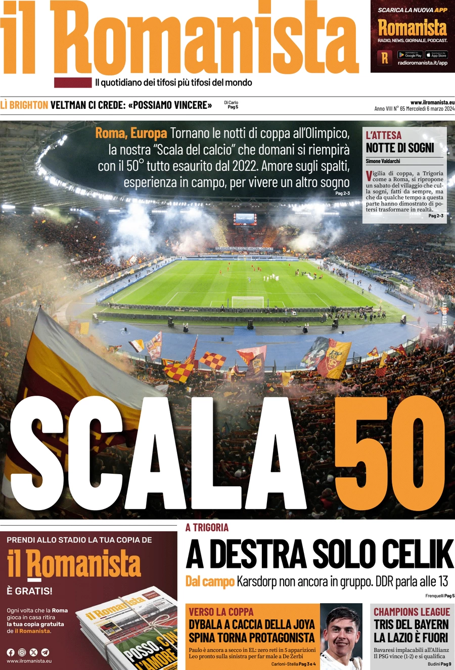 anteprima della prima pagina di il-romanista del 05/03/2024