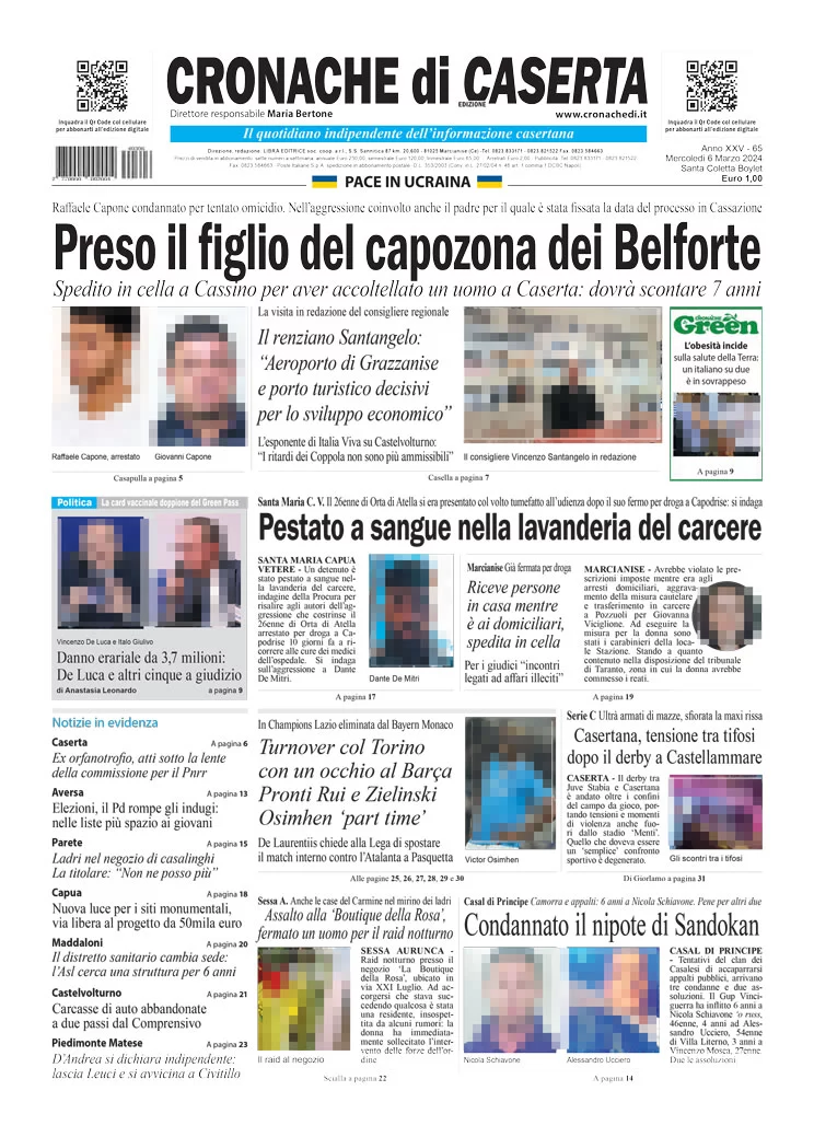 anteprima della prima pagina di cronache-di-caserta del 06/03/2024