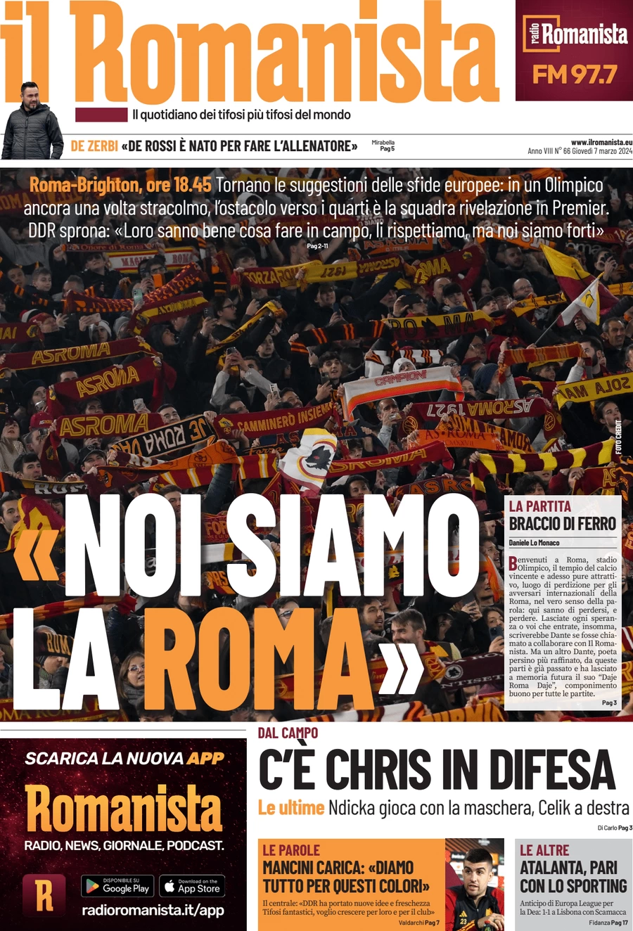 anteprima della prima pagina di il-romanista del 07/03/2024