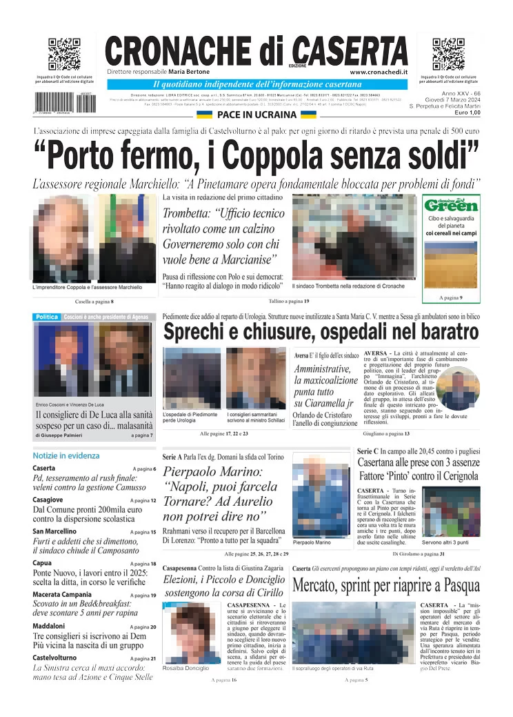 anteprima della prima pagina di cronache-di-caserta del 07/03/2024