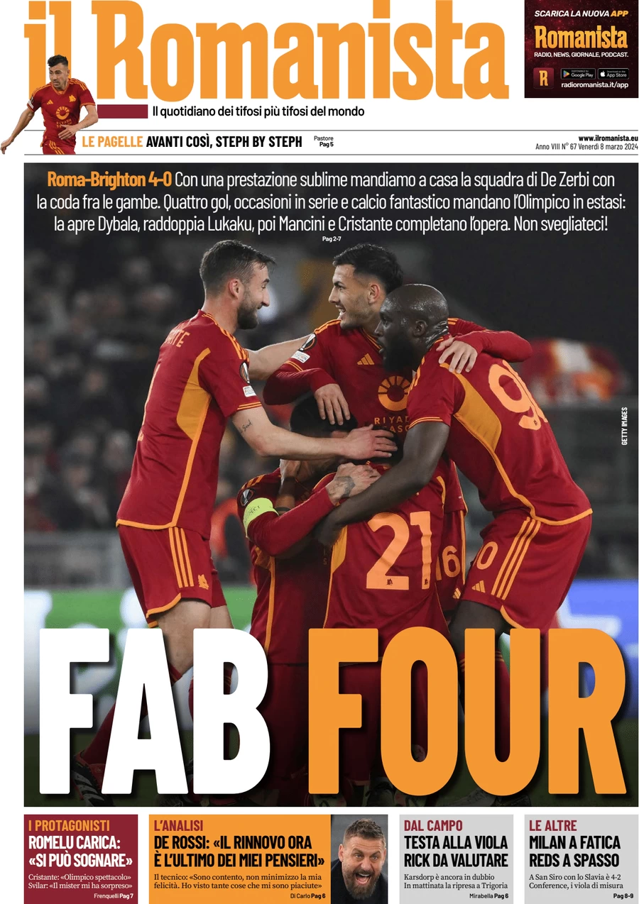 anteprima della prima pagina di il-romanista del 08/03/2024