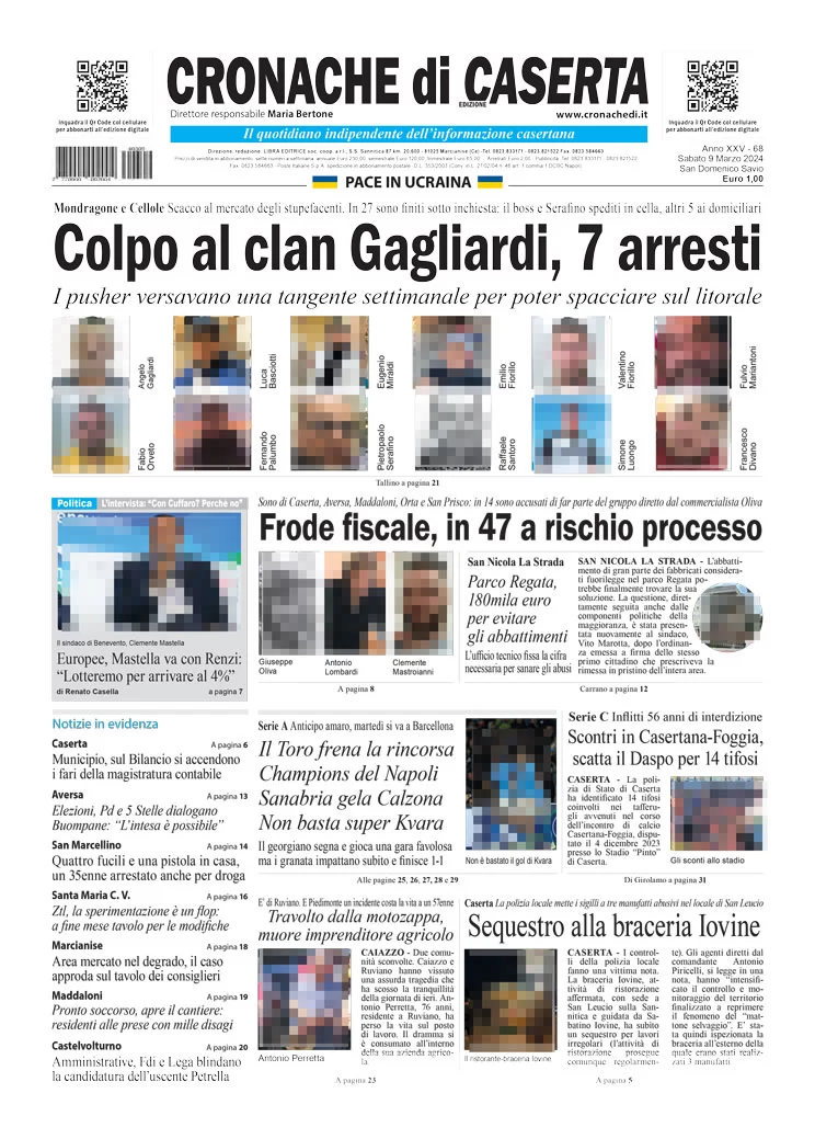 anteprima della prima pagina di cronache-di-caserta del 09/03/2024