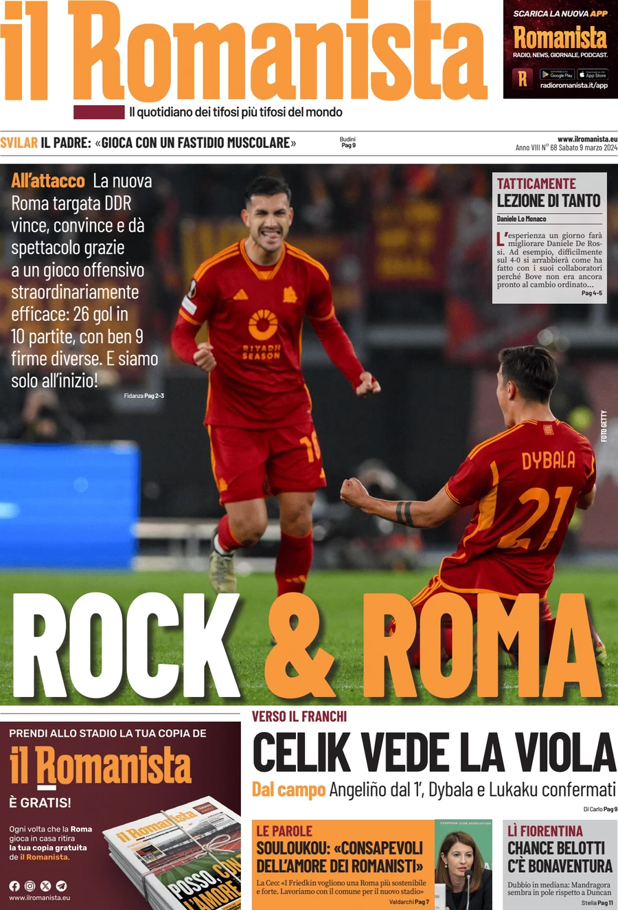 anteprima della prima pagina di il-romanista del 09/03/2024
