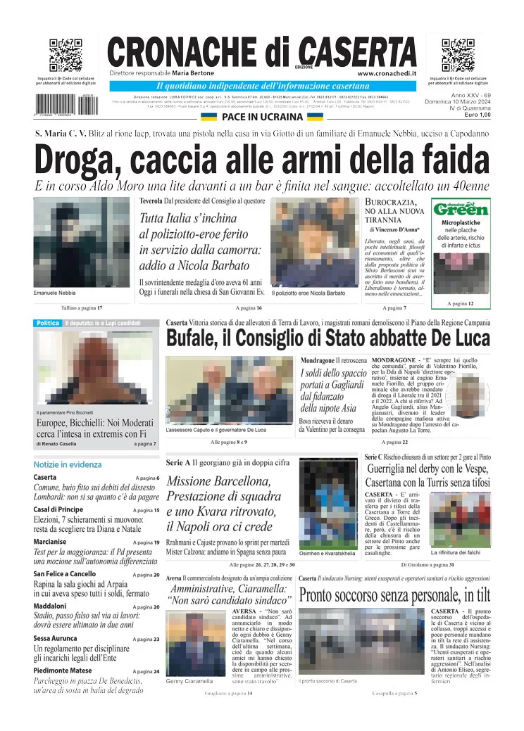 anteprima della prima pagina di cronache-di-caserta del 10/03/2024