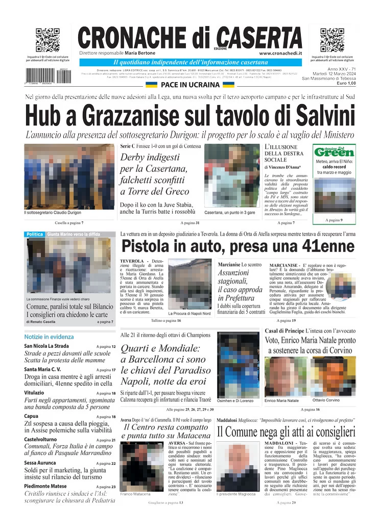 anteprima della prima pagina di cronache-di-caserta del 12/03/2024