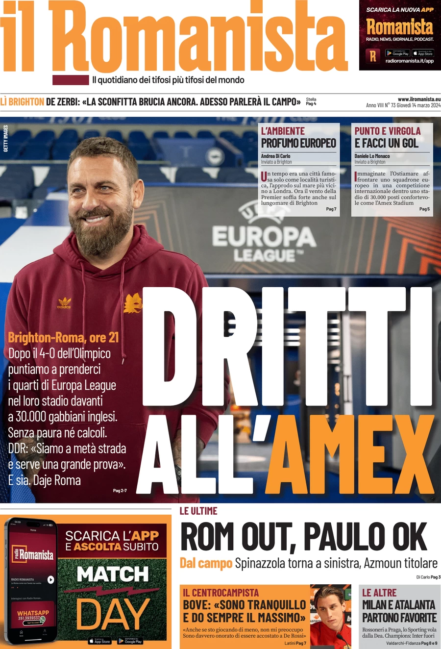 anteprima della prima pagina di il-romanista del 14/03/2024
