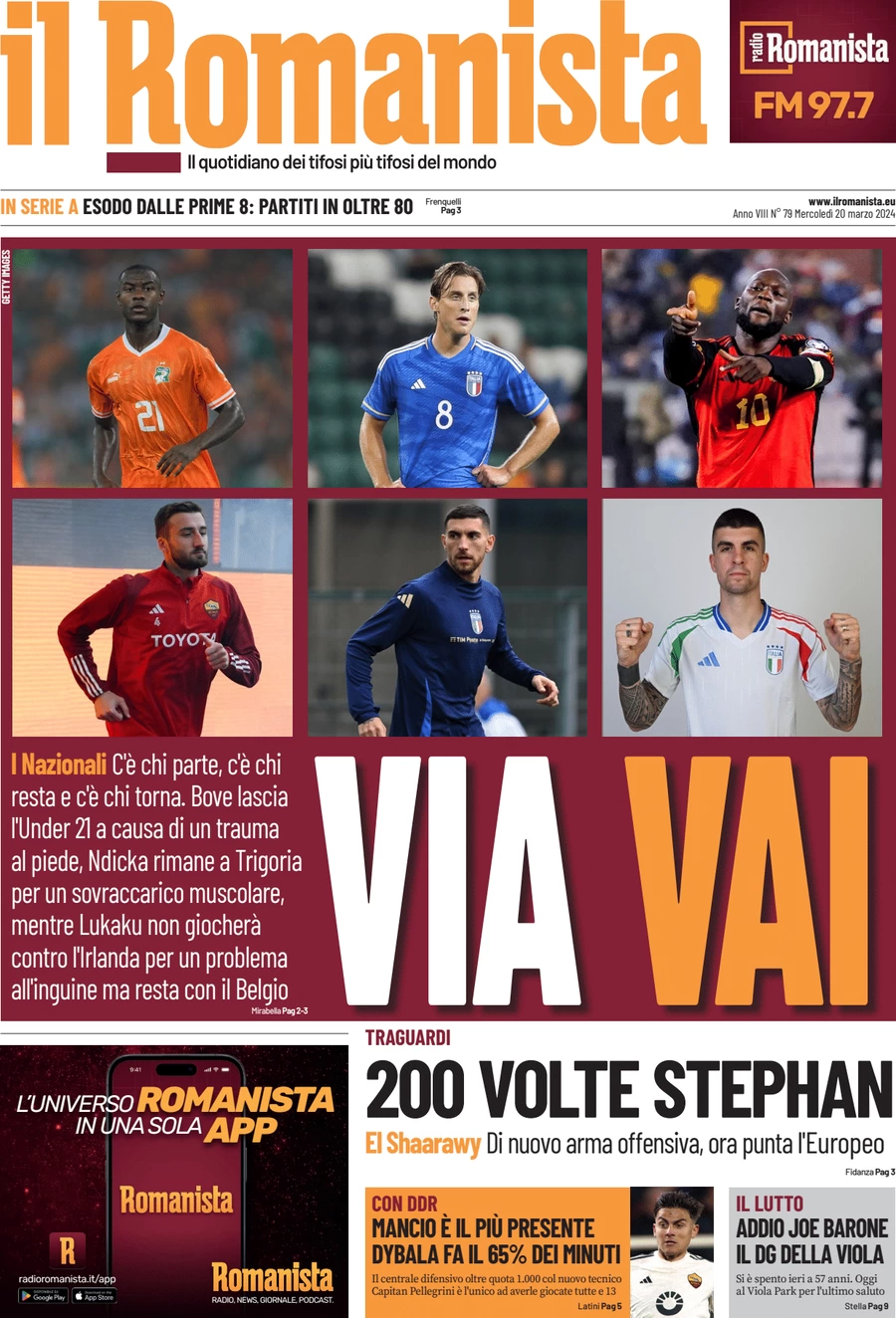 anteprima della prima pagina di il-romanista del 19/03/2024