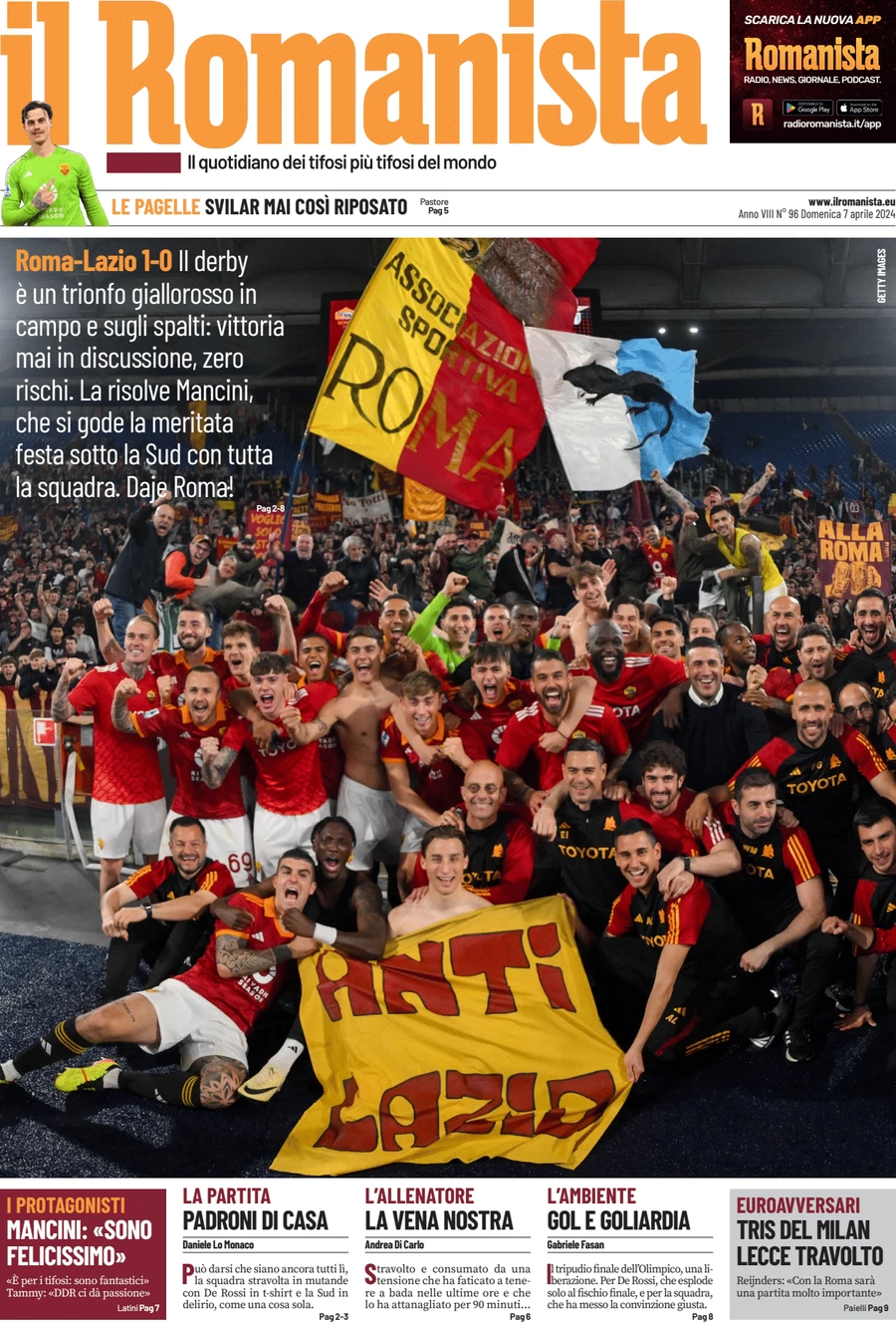 anteprima della prima pagina di il-romanista del 07/04/2024