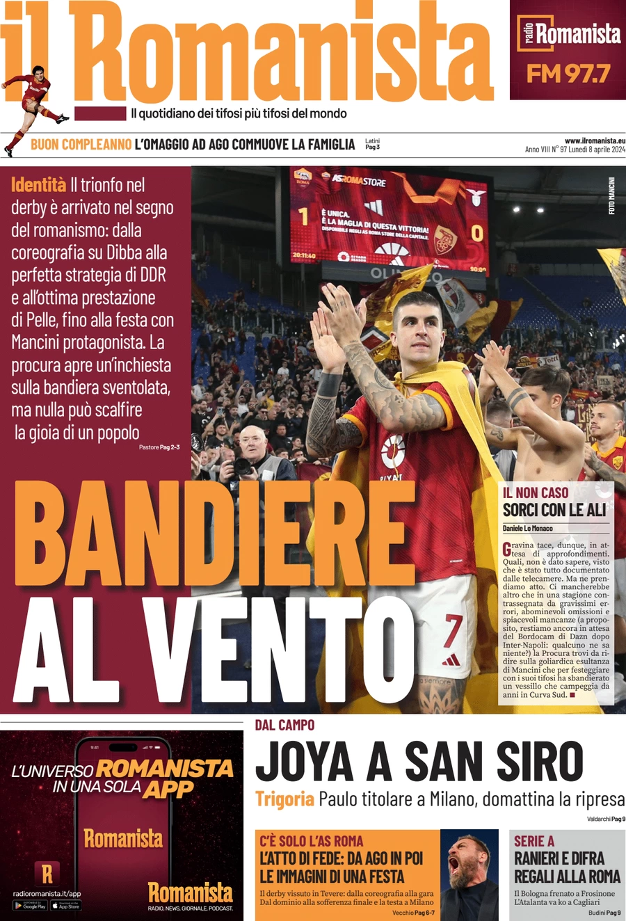 anteprima della prima pagina di il-romanista del 08/04/2024