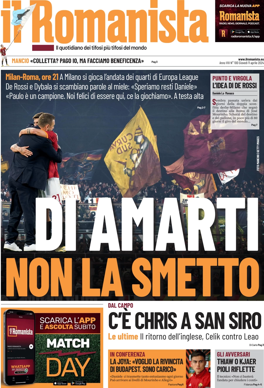 anteprima della prima pagina di il-romanista del 11/04/2024