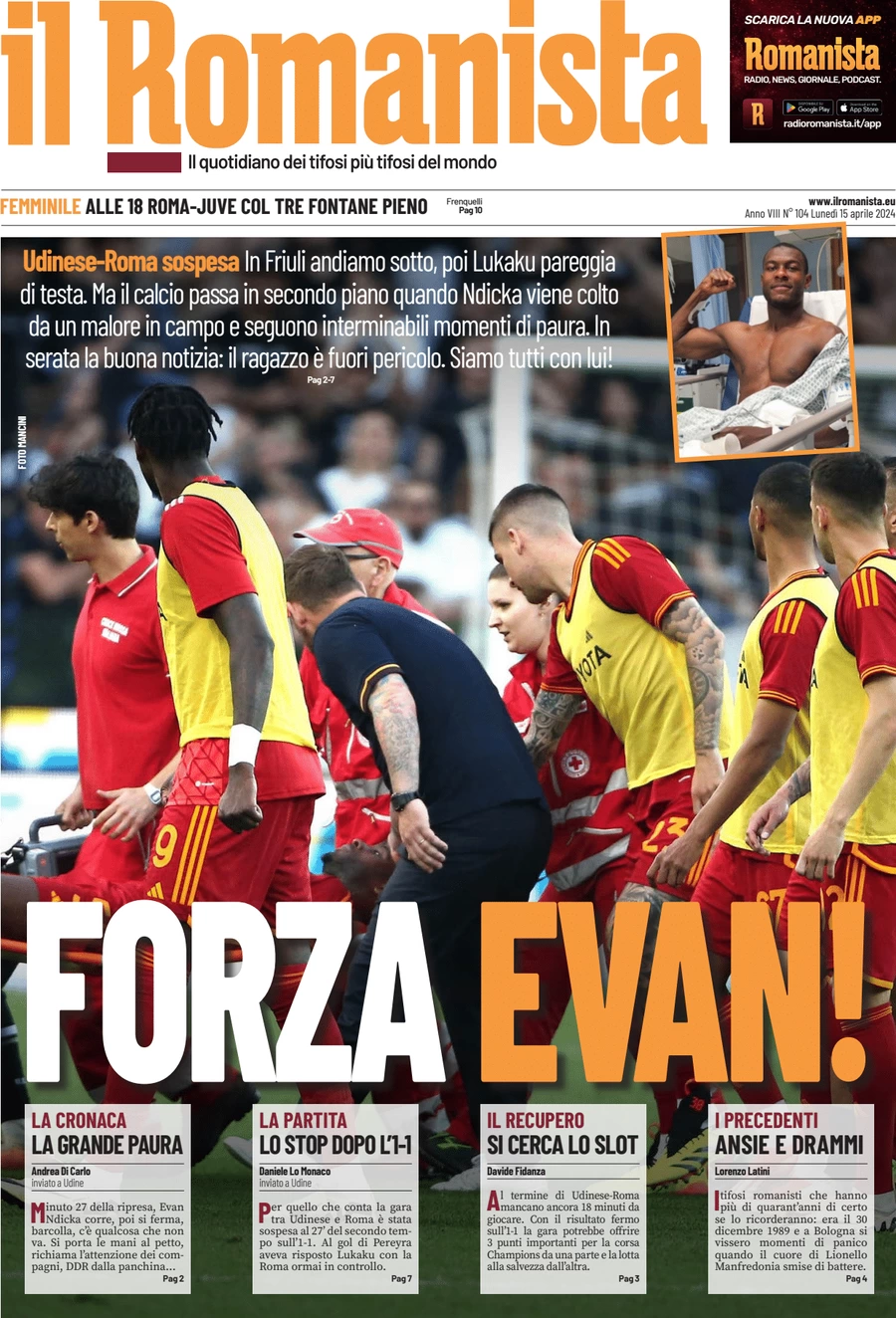 anteprima della prima pagina di il-romanista del 15/04/2024