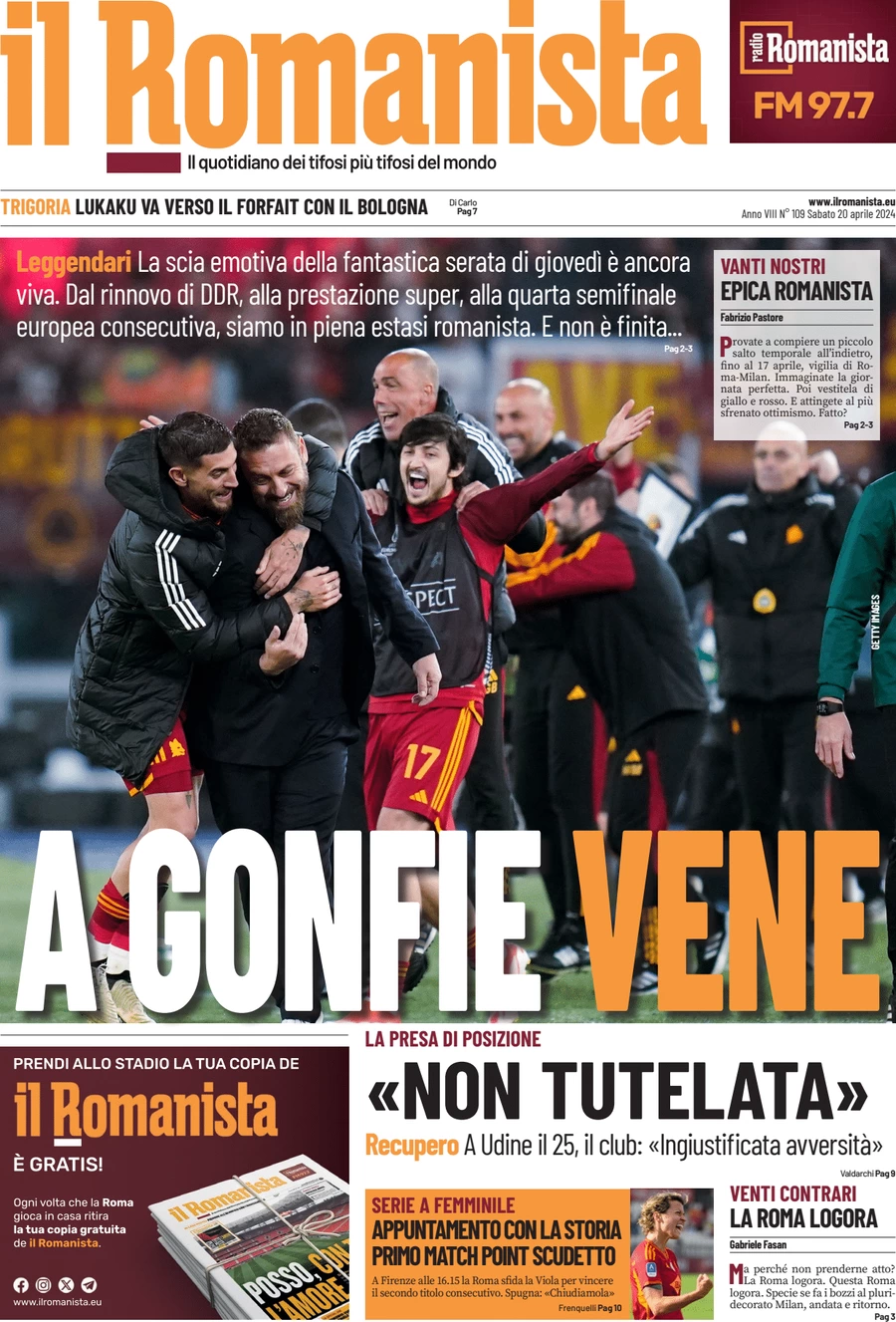 anteprima della prima pagina di il-romanista del 20/04/2024