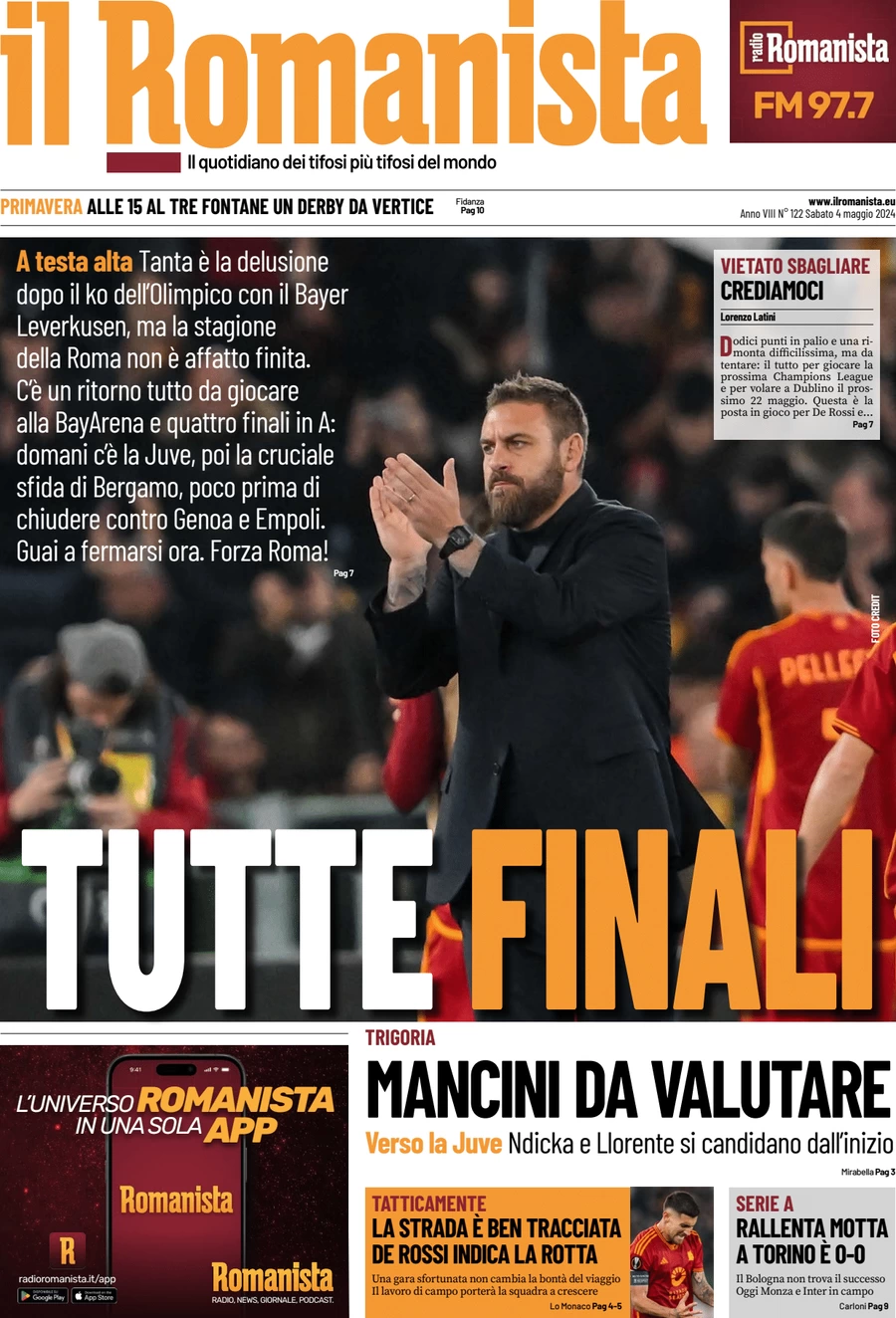 anteprima della prima pagina di il-romanista del 04/05/2024