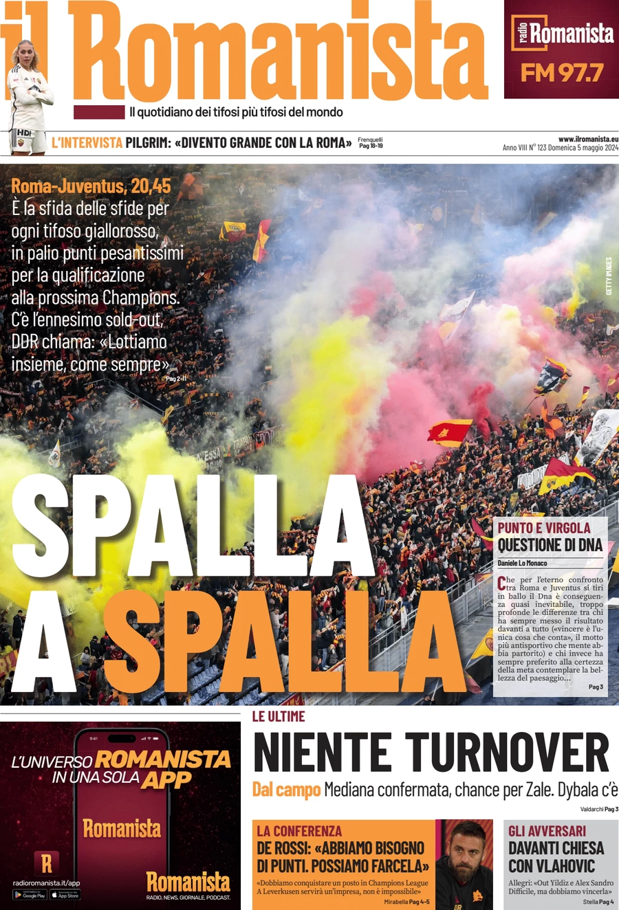 anteprima della prima pagina di il-romanista del 05/05/2024