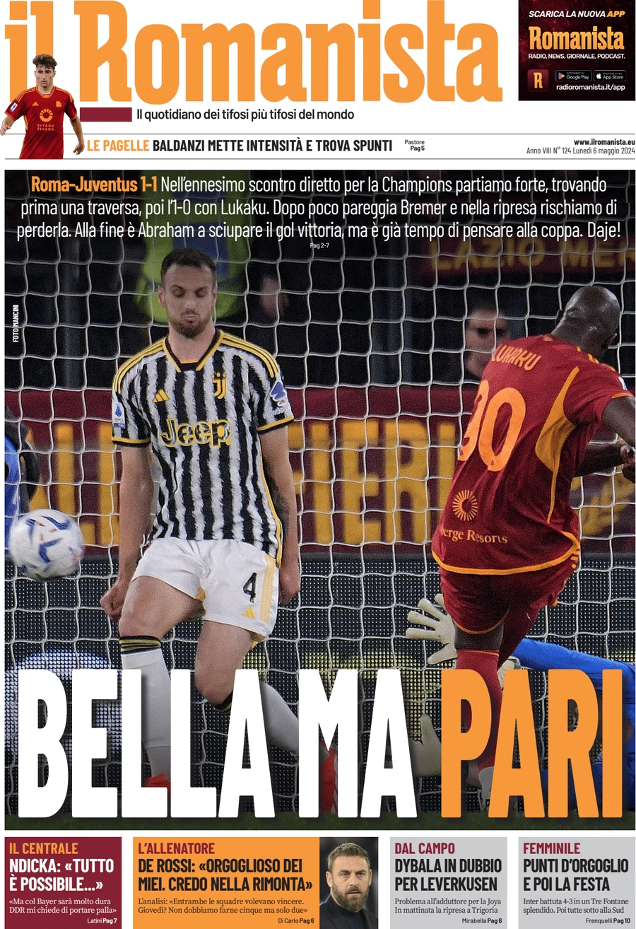 anteprima della prima pagina di il-romanista del 06/05/2024