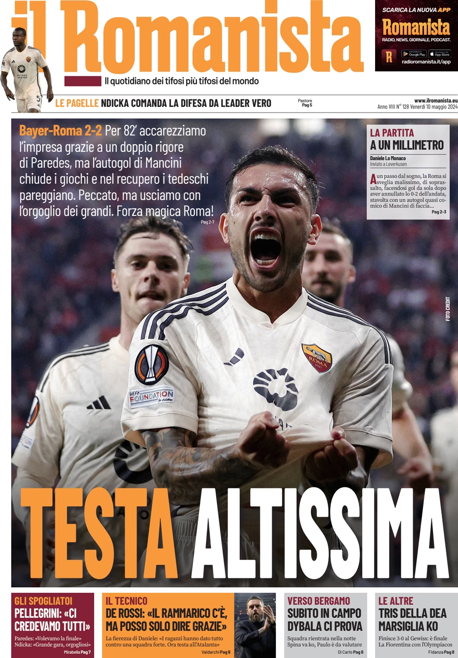 anteprima della prima pagina di il-romanista del 10/05/2024