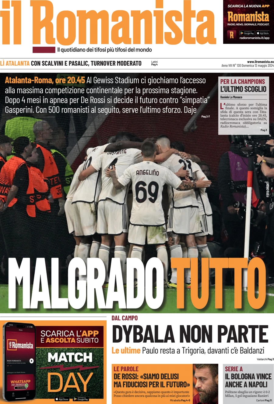 anteprima della prima pagina di il-romanista del 12/05/2024