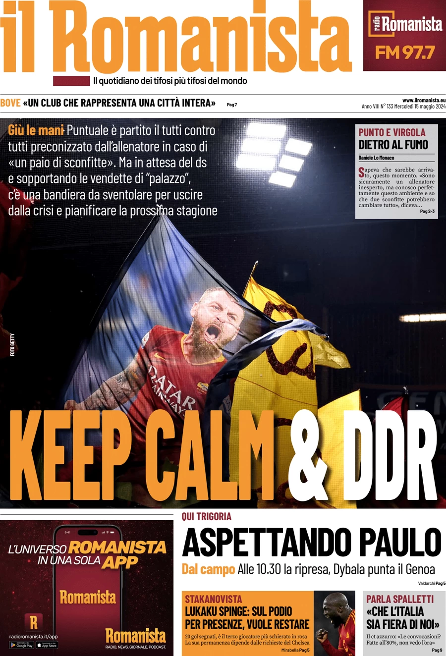 anteprima della prima pagina di il-romanista del 15/05/2024