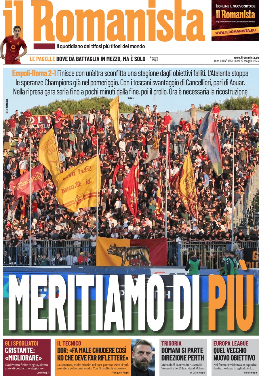 anteprima della prima pagina di il-romanista del 27/05/2024