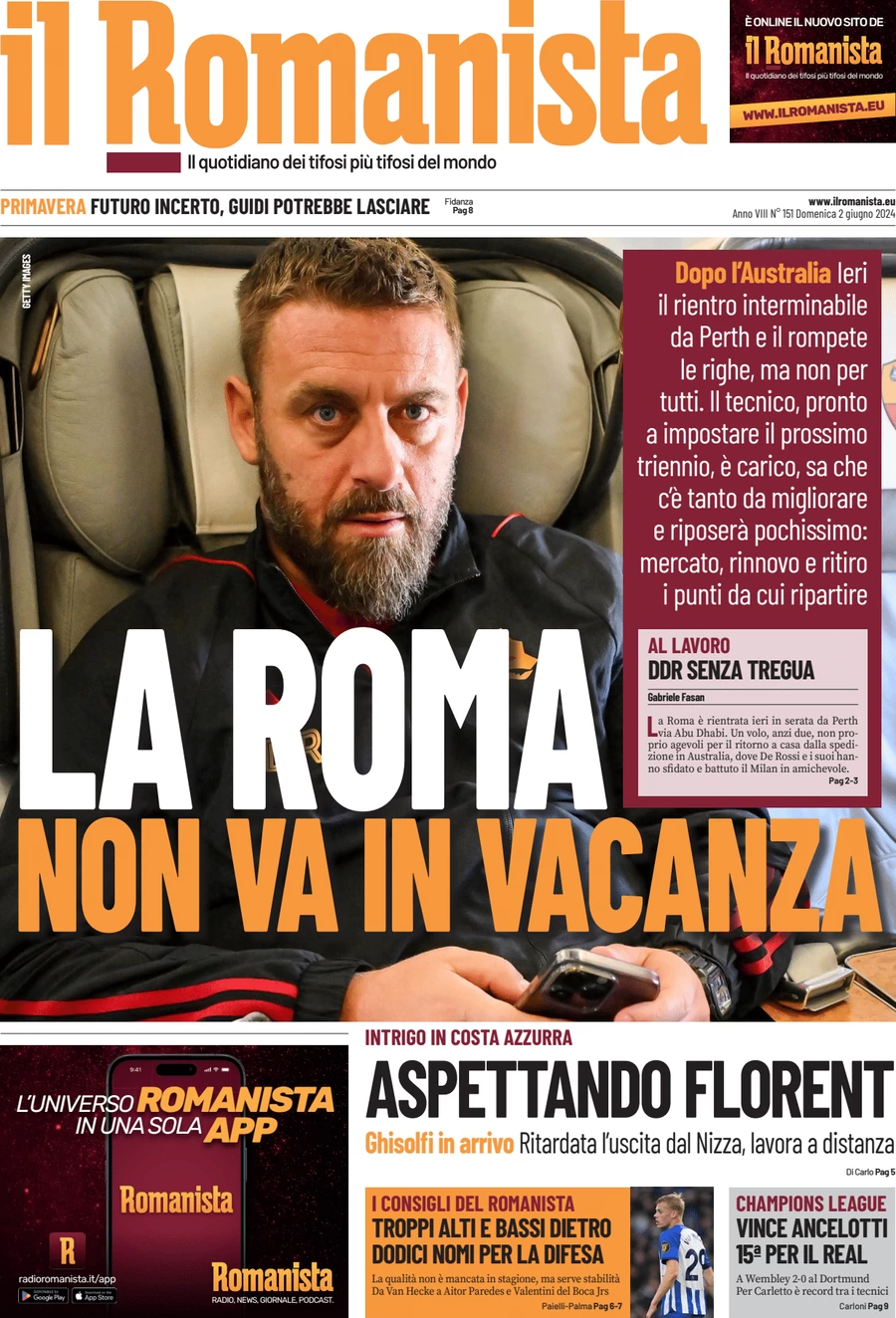 anteprima della prima pagina di il-romanista del 01/06/2024