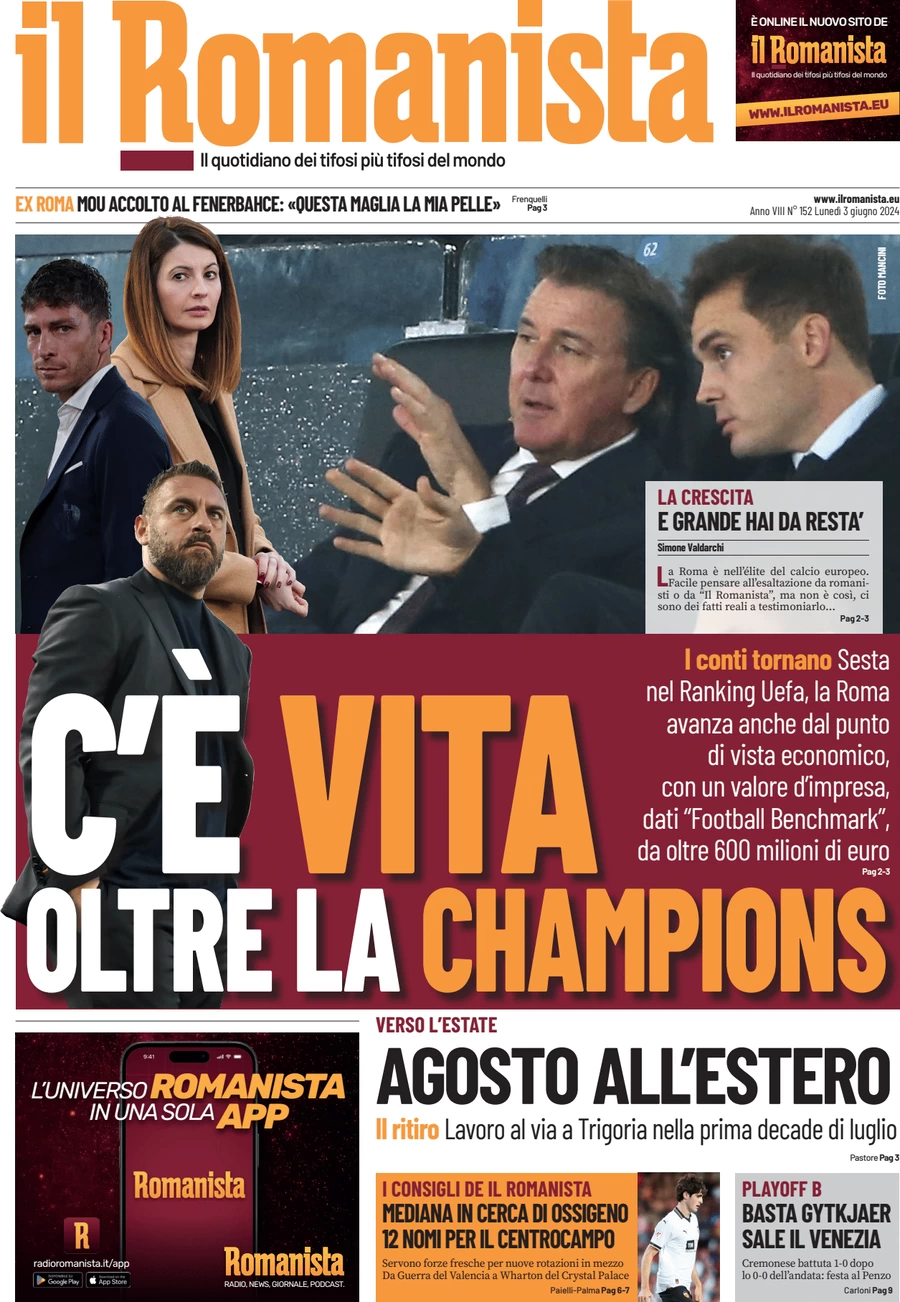 anteprima della prima pagina di il-romanista del 02/06/2024