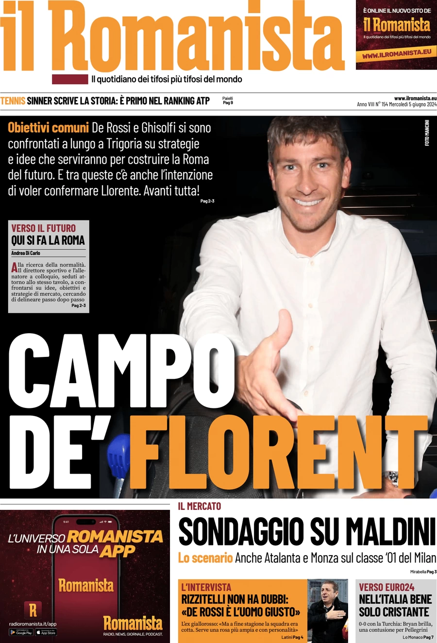 anteprima della prima pagina di il-romanista del 05/06/2024