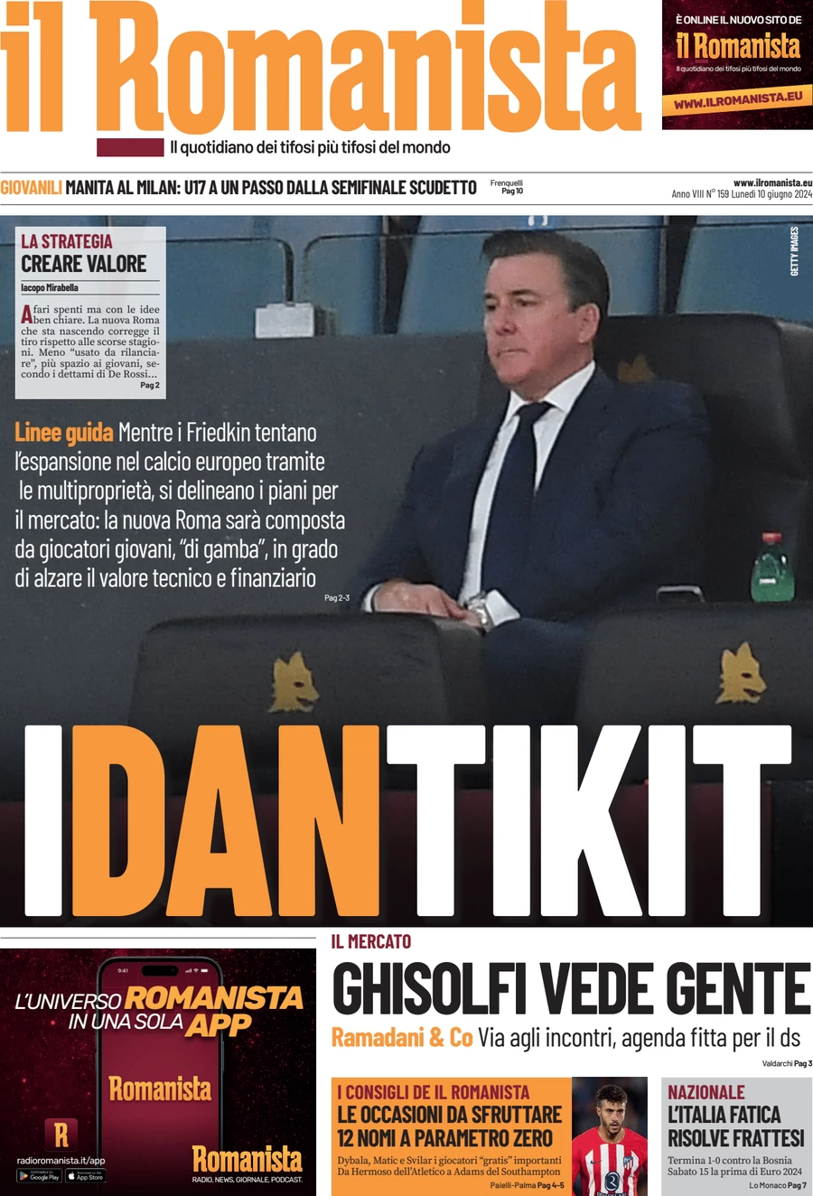 anteprima della prima pagina di il-romanista del 10/06/2024