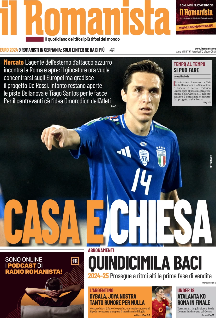 anteprima della prima pagina di il-romanista del 12/06/2024